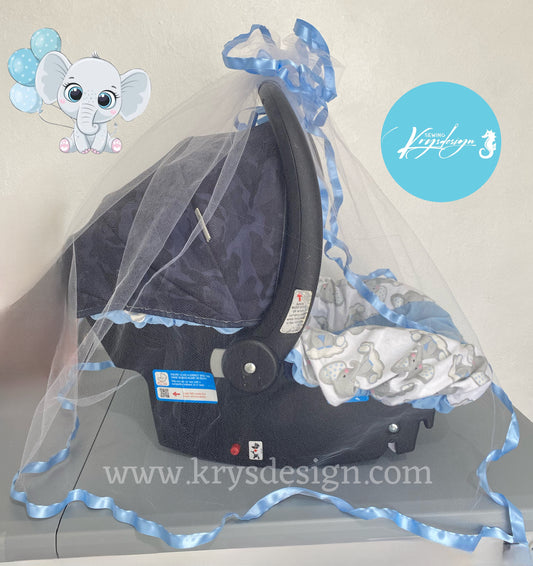 4-piece car seat set (elephants for boys)